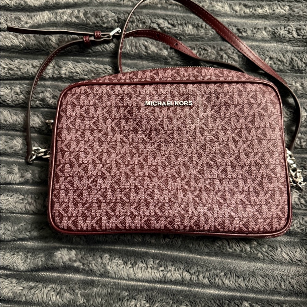 Michael Kors Wine Monogram Crossbody Bag